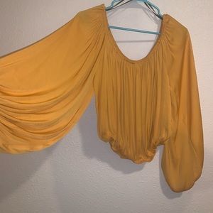Mustard silky crop top
